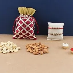 SFU E Com Set Of 2 Rakhi With Dry Fruit Potli For Rakshabandhan Gift | Dry Fruit Gift Potli Hamper For Brother | Dry Fruit Potli | 041-picture-31