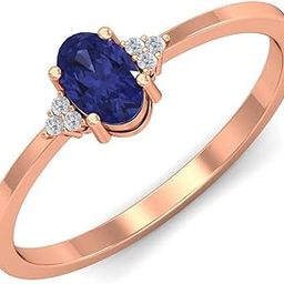 kuberbox 18KT Rose Gold Tanzanite Ring for Women-picture-41