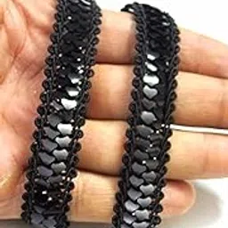 Mezin Zari Jhalar Fancy Unique Lace Blouse Border (8.5 Meter) For Bridal Dresses, Sarees, Lehengas, Decoration, Bag And Designing Embellishment Crafts -Black-picture-24