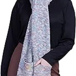 513 Women's Pure Cotton Knitted Self Design Casual Warm Winter Wear Muffler Scarf Stole Multi With Pockets-picture-55