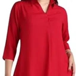 mlada Rayon Flare Top for Women | 3/4th Sleeve Regular Fit and Flare Top | Women Office Tops Tunic | Western Long Shirt Top for Women | Shirt Collar Top for Women | Rayon Tunic Tops for Women Western-picture-46
