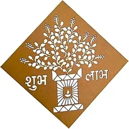 Cliths Pack of 2 Wooden Tulsi Rangoli Stencil 30.48cm Cutout for Diwali Decoration, Mandala Painting, Home Pooja Wall Art, DIY Craft Template 12x12 INCH-image-35