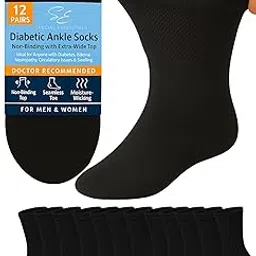 Special Essentials 12 Pairs Men's Cotton Diabetic Ankle Socks Black Grey White-picture-23