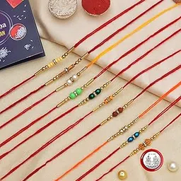 The Party Co Combo of 10 Dora Rakhi Set for Brother, Bhaiya, Bhabhi for Rakhi/Rakshabandhan with Roli Chawal & Greeting Card | Premium Rakhi Hamper RKHMPR13-image-3