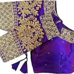 sumaira tex Women's Heavy Embroidery Coding with Sequins Work Half Sleeves Fancy Readymade Saree Blouse-picture-11