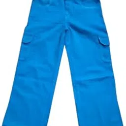Girls Casual Baggy Jeans, Blue Cotton Denim, Relaxed Fit, Cargo Style Pants with Side Pockets-picture-51