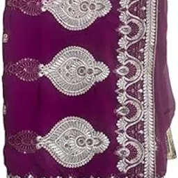 Elegant Purple Saree with Silver Embroidered Border, Traditional Indian Wear, Decorative Paisley Pattern-picture-35