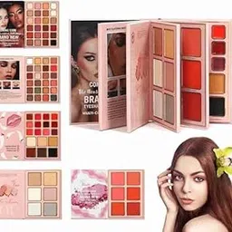 All in One Multipurpose 5in1 Makeup Book Palette Kit| Eyeshadow Palette Kit With Highlighter, Blusher, Contours, Lip Colours, 48 Shades Eyeshadow ( Glitter & Matte) 6 Highlighter, 6 Blusher, 9 Lipshades & 6 Eyebrow and Concealer Shade| Suitable for Multiple Skin Tones |-picture-48