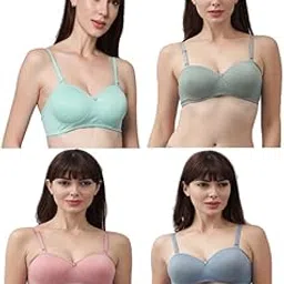 spunn Women's Cotton Blend Light Padded Wirefree Full Coverage T-Shirt Bra Combo-picture-37