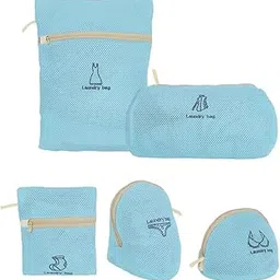 Premium Dual Layered Mesh Bags for Laundry Clothes Washing Bag Storage Bag, Store Dirty Clothes, Washing Bags, Blouse, Bra, Hosiery, Lingerie, Stocking, Jeans (5pc Navy Blue)-picture-10