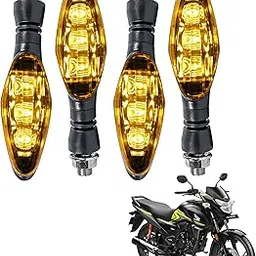 Asryd Universal Motorcycle Bright LED Amber Turn Signal Light Indicator Brake Lamps For Honda SP 125 (4.Pcs Amber Color Indicator)-image-4