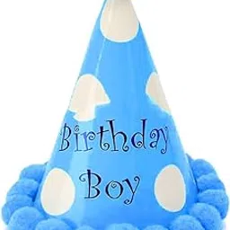 Partysanthe Happy Birthday Prince Cap for Kids Birthday Hat (Blue) (Pack of 1)-image-2