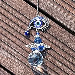 Griscon Home Decor Evil Eye Hanging Wall Hanging for Diwali Gifts/Perfect for Car Hanging Crystal Angel Suncatcher with Turkish Blue Evil Eye-image-70