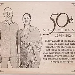 Incredible Gifts India 50th Wedding Anniversary Personalized Engraved Wooden Photo Frame (12x9 inches), Wall Mount Rectangular-picture-10