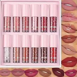 Korean Liquid Matte Velvet 12 Pcs Lip Gloss Lipstick Set | Hydrating Non Sticky, Long Lasting, Waterproof and Sumdgeproof, Lip Colour Palette| Makeup Book Kit For Women| Lipsticks Combo Set-image-4