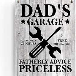 Garage Signs for Men Repair Room Decoration, Dad's Garage Wooden Hanging Sign Decor, Garage Decor for Men, Man Cave Decor, Father's Day Housewarming Birthday Grandpa, 6x12Inch-picture-53