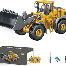 Rc Bulldozer Toys - Remote Control Bulldozer Construction Vehicles Trucks Toys for Boys Kids Age 7 8 9 10 11 12- Metal Remote Control Electric Tractor Loader with Light and Sound toy - Birthday Gift-picture-25