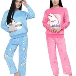 us trendz Women Winter wear Soft & Warm Printed Full Sleeve Woolen Nightwear Set-picture-23