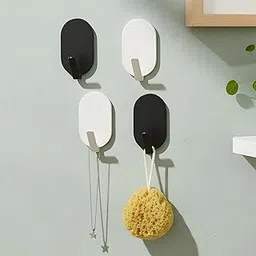Party Propz Self Adhesive Wall Hooks - 4 Pcs White and Black Wall Hooks for Hanging | Wall Hanging Hook | Self-Adhesive Hooks | Sticky Hooks for Wall Heavy Duty | Sticky Hooks for Walls Heavy (Metal)-image-25