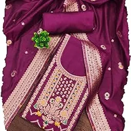 devangi Women's Banarasi Cotton Silk Unstitched Salwar Suit Dress Material With Cotton Silk Dupatta-picture-18