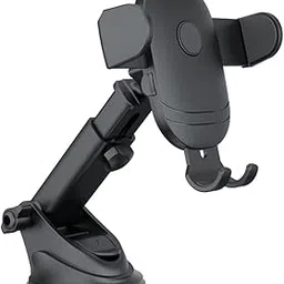 Casotec Universal Car Dashboard Mobile Holder | Adjustable Windshield Mount with Strong Suction Cup | One-Touch Lock Mechanism | 360° Rotation | Compatible with All Smartphones – Black-picture-17