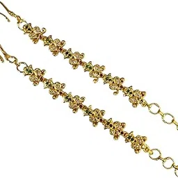 opal touch Brass Gold Plated Whispers of Royalty Matil - Red-Green-White Gold Plated with Cubic Zirconia/American Diamond | Versatile Accessory Suitable For Various Occasions - Free Size image 1