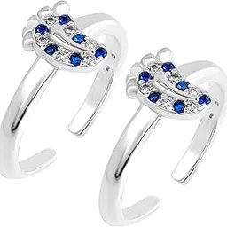 silver chest 925 Sterling Silver Baby Feet Toe Rings For Women With Blue Stone | Adjustable Bichiya Pure Silver Toe Ring Jewelry Gift With Certificate Of Authenticity Bichiya-picture-37