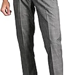 cantabil Men Checkered Non Pleated Regular Fit Mid Rise Formal Trousers for Men | Formal Pants for Men | Formal Wear Regular Fit Trousers for Men (P_MTRF00195)-picture-13