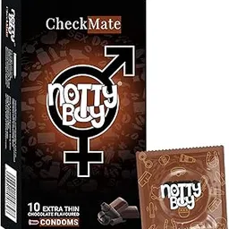 NOTTY BOY CheckMate Chocolate Flavour Ultra Thin Condom for Men | Suitable for Use With Lubes - 10 Units (Pack of 1)-picture-17