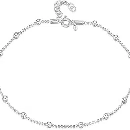 amberta 925 Sterling Silver Adjustable Anklet - Classic Chain Ankle Bracelets - 9" to 10" inch - Flexible Fit-picture-51