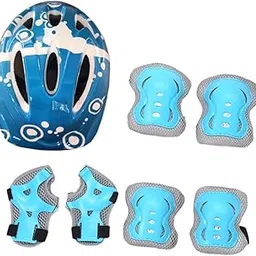 UJEAVETTE 7Pcs Kids Bike Helmet Kit Protective Gear for Girls Skateboard Rollerblading Blue-image-95