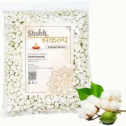 Shubh Sankalp Round Cotton Wicks for Diya | 1100 Pcs | Ghee Wicks for Puja, Aarti, Navratri, Diwali | GOL Batti | Ideal for Pooja and Prayers (Pack of 1) image 1