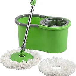 Kuber Industries Plastic Spin Mop Bucket | Extendable Handle Moppers for Cleaning Floor with 2 Refills | 360° Floor Cleaner Mopping Machine Set for Home & Office | Pocha Stick - (Green)-picture-21