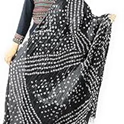 ARYANSH SHOPPE Girl's And Women's Jaipuri Rajasthani Silk Bandhani Bandhej Dupatta Tie Dye Embellished Dupatta (BLACK)-picture-23