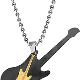 Rock Star Jewelry Music Note Electric Guitar Locket Pendant Necklace Chain Lover Gift for Men & Women Titanium Brass Pendant-image-60