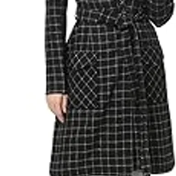 owncraft Women's Black and white check wool coat-picture-17