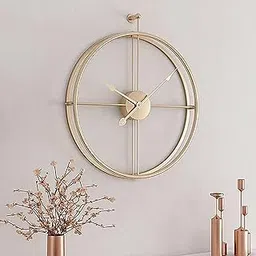 Craftter 24 Inch Gold Finish Double Ring Metal Analog Wall Clock For Home Office Wall Decor- Antique Vintage Silent Clock-picture-25