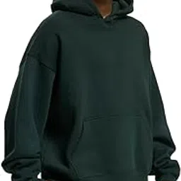 earthstick Men's Stylish & Comfortable Loose Fit Fleece Sweatshirt Hoodie (Bottle Green, Large)-picture-42