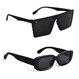 pc star | Full Rim Square Branded Latest and Stylish Sunglasses | 100% UV Protected | Men & Women | Medium | Black Frame/Black Lens - Pack of 4 image 1