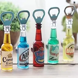 Ayra Crafts Amazing Whisky Shaped Bottle with Opener and Fridge Magnet Set of 5 (Multi Color) image 1