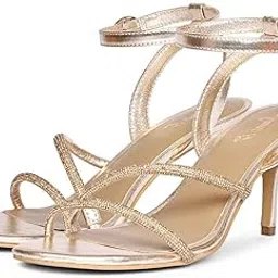 Womens Golden Strass Adorned Gold Stilettos-image-4