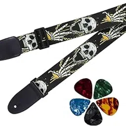 IMAGINEA® Guitar Strap with 5 Picks Printed Polyester Adjustable Wide Strap for Guitar, Electric, Acoustic Guitar | Modern Design | Ultra Comfortable Belt-image-88
