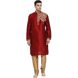 royal kurta Mens Silk Blend Patch Work Kurta Pyjama Set-picture-47