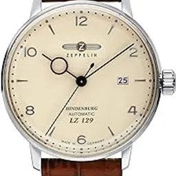 zeppelin Leather Lz 129 Hindenburg Analog Beige Dial Color Automatic Men Watch - 80625, Brown Band-picture-40