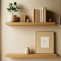 Premium Wooden Floating Wall Shelves Set of 2 | Wall Mounted Shelves | Decorative Wall Decor for Living Room, Bedroom, Kitchen, Bathroom | Light Oak | Modern Wooden Decor (Light)-picture-31