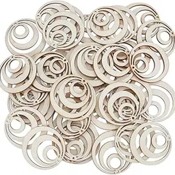 Wooden Circle Craft Discs with Metal Picture Hangers, Natural Unfinished Wood, Round Shape, Pack of (50)-image-92