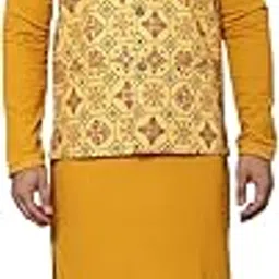 sojanya (Since 1958 Men's Pure Cotton Kurta and White Pyjama with Printed Nehru Jacket-picture-21