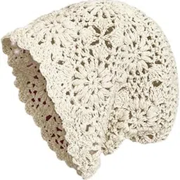 bnf Bnf®Womens Crochet Beanie Breathable Hollow Out Skull Cap for Shopping Vacation Beige|Clothing, Shoes & Accessories | Womens Accessories |1 Crochet Beanie Cap image 1
