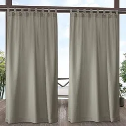 Exclusive Home Curtains Indoor/Outdoor Solid Cabana Tab Top Curtain Panel Pair, 54x120, Taupe-picture-12