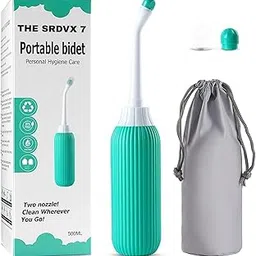 PRAYTEX Portable Bidet Spray for Toilet 500ML Plastic Retractable Handheld Bidet Portable of Antislip, Angled Nozzle Spray Easy to use Portable Bidet with Travel Bag (Green)-picture-19